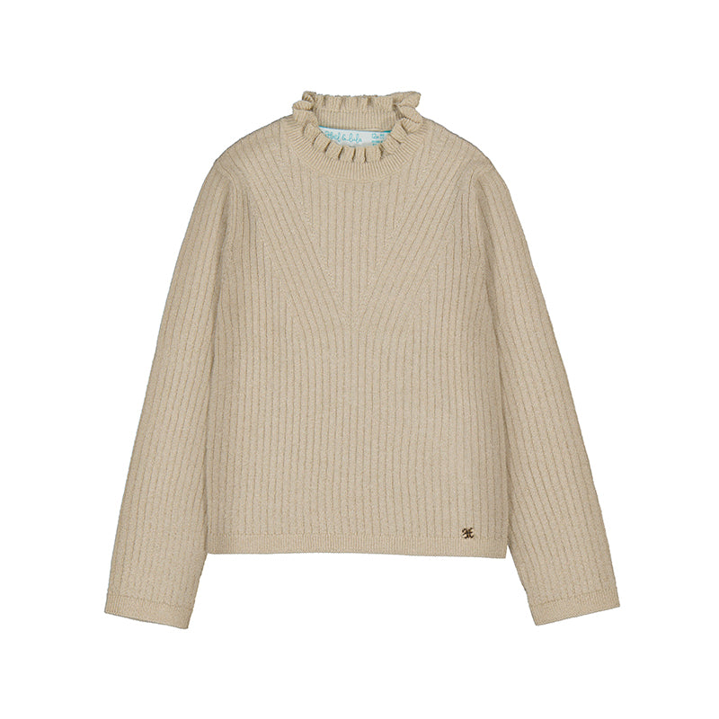 KNITTED GLITTER TURTLENECK- OAT