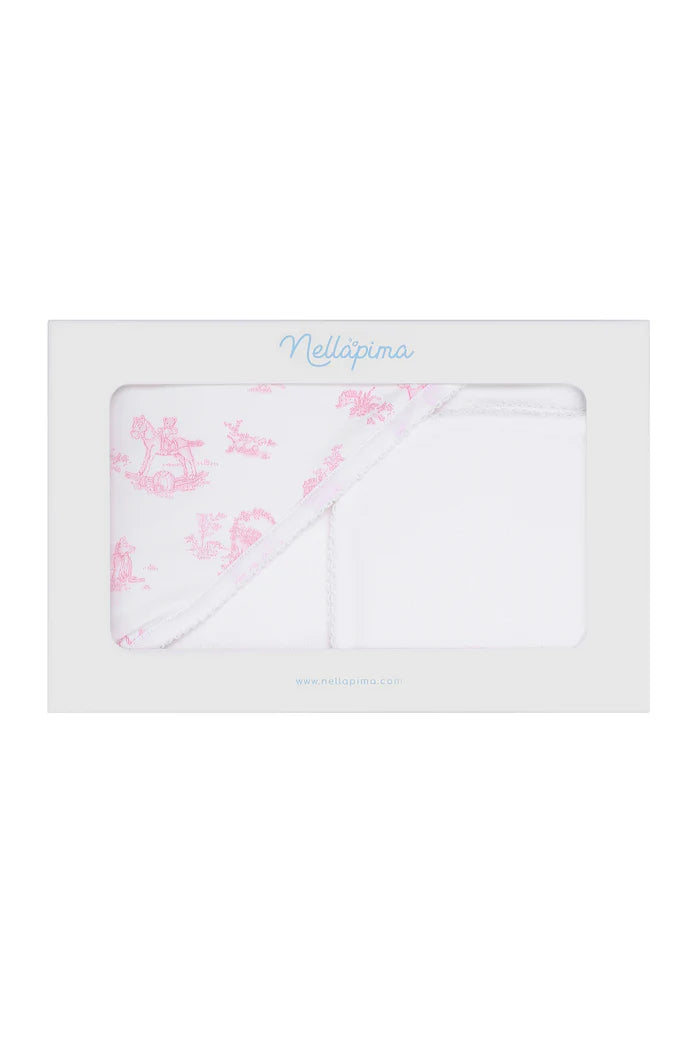 PINK TOILE HOODED TOWEL