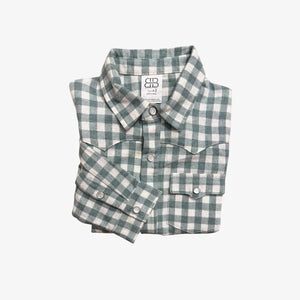 KASEY BUTTON DOWN- GREEN PLAID