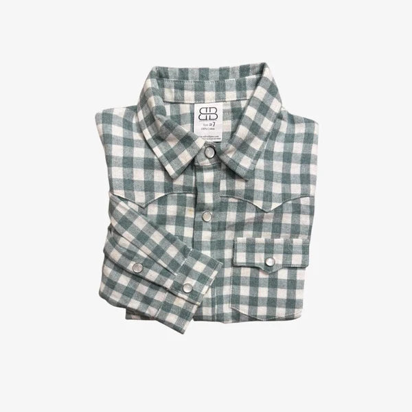 KASEY BUTTON DOWN- GREEN PLAID