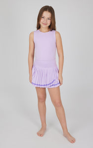 PLEATED SKORT SET- LILAC