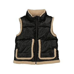 QUILTED VEST- BLACK/TAN