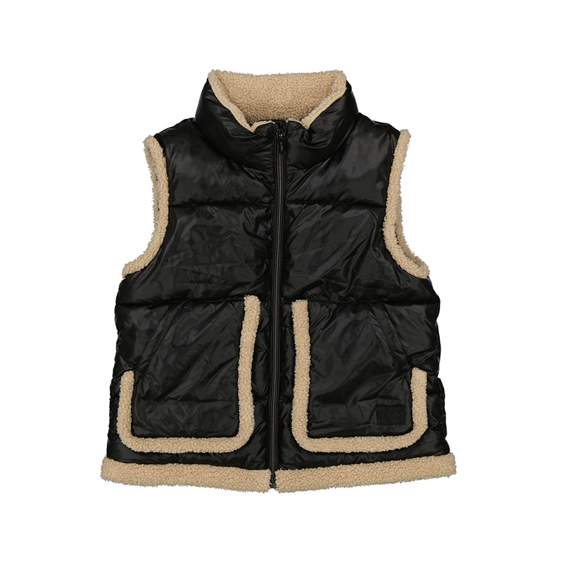 QUILTED VEST- BLACK/TAN