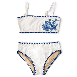 WHITE & NAVY EMB BIKINI