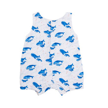 Load image into Gallery viewer, SHORTIE ROMPER- BLUE WHALE
