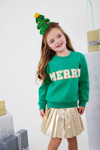 GREEN MERRY PEARL SWEATER