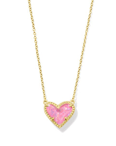 ARI HEART NECKLACE- PINK IRIDESCENT