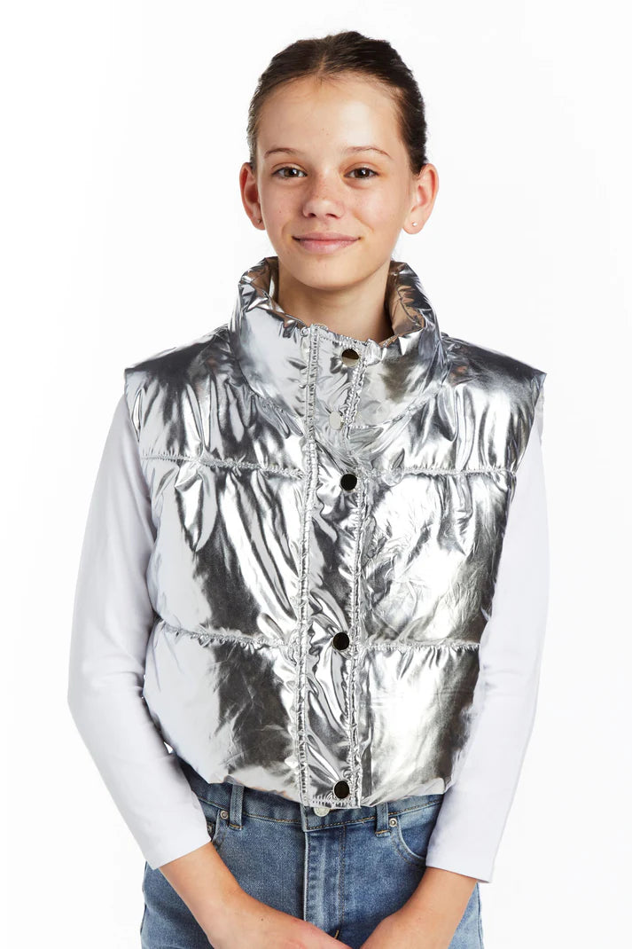 PUFFER VEST- SILVER