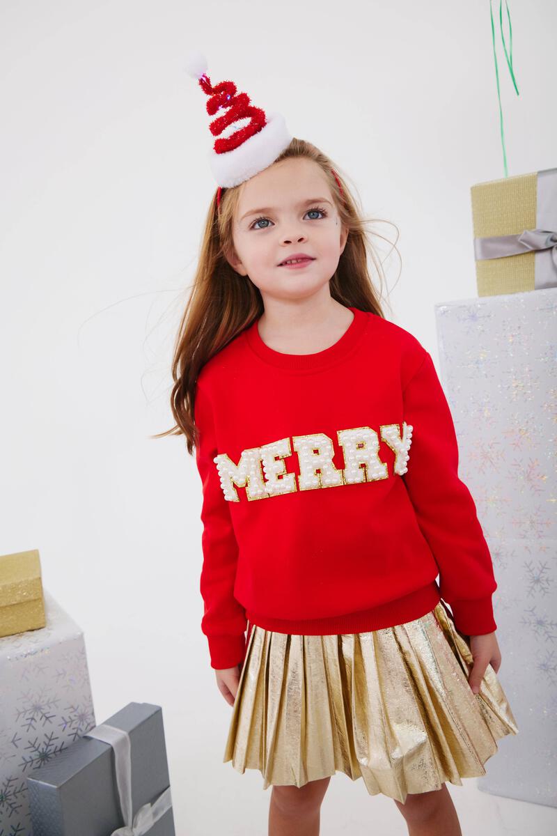 RED MERRY PEARL SWEATER