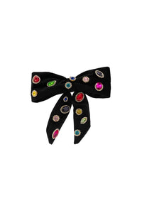 BLACK JEWEL VELVET BOW