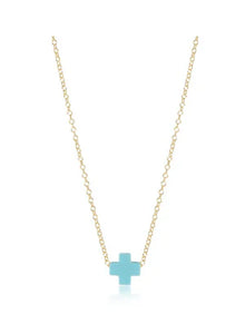 SMALL CROSS NECKLACE- TURQ