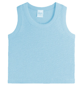 SMOCKED TANK- BABY BLUE