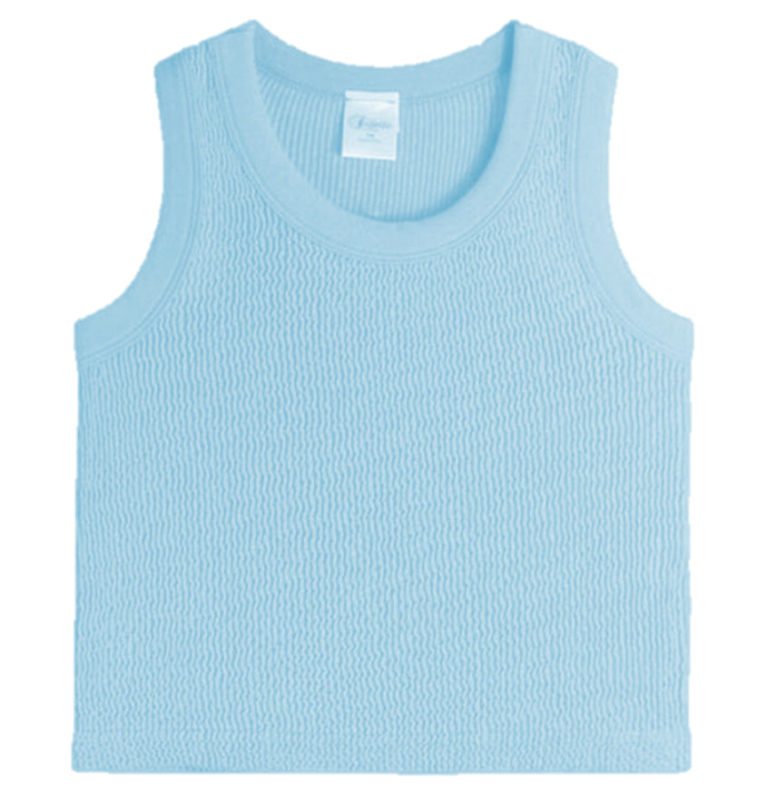 SMOCKED TANK- BABY BLUE