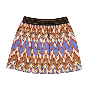 INDIGO/TAN PLEATED SKIRT