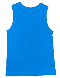 HIGH NECK RIB TANK- BRIGHT BLUE