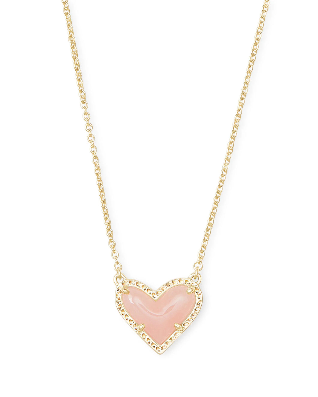 ARI HEART NECKLACE- ROSE QUARTZ