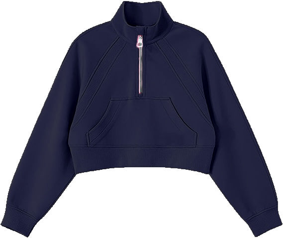 CROP ZIP SWEATSHIRT- NAVY