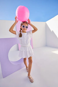 TIERED SKORT- WHITE SEERSUCKER