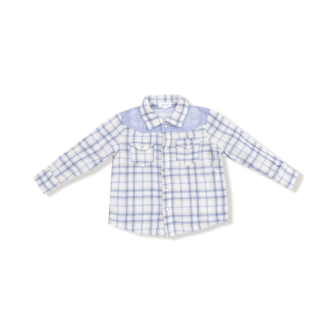 BLUE PLAID LS