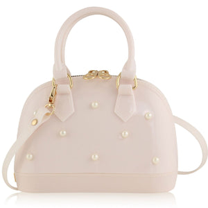 CATE BAG- WHITE W PEARLS