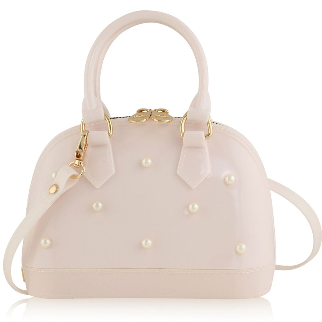 CATE BAG- WHITE W PEARLS