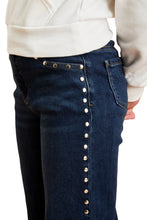 Load image into Gallery viewer, STUD SEAM WIDE LEG- DARK INDIGO