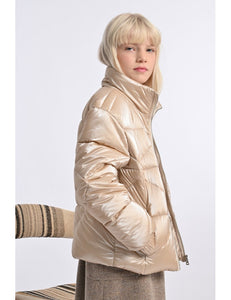 WOVEN PADDED JACKET- BEIGE