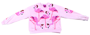 SANTA HAT FLAMINGOS SWEATSHIRT