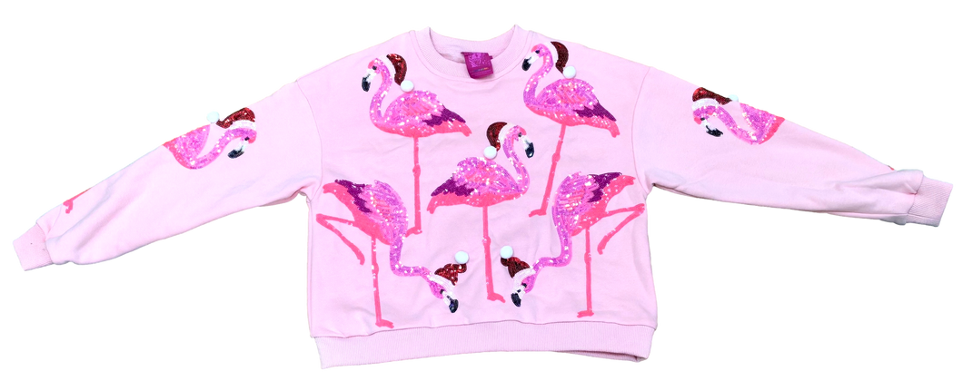 SANTA HAT FLAMINGOS SWEATSHIRT