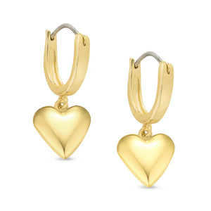 GOLD HEART DANGLE EARRINGS