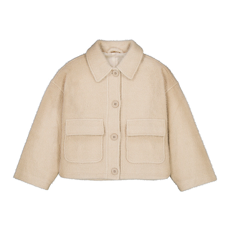 KNITTED FUR COAT- SAND