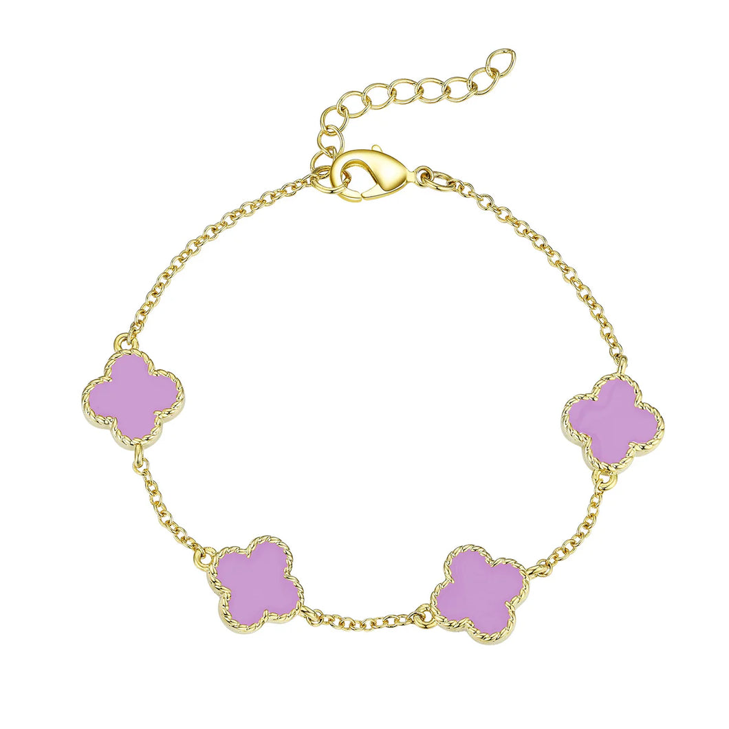PURPLE FOUR LEAF CLOVER BRACELET