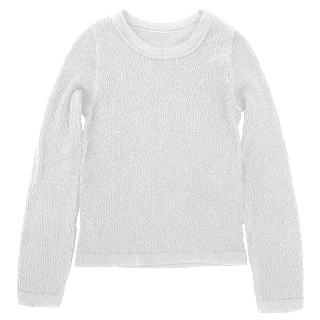 SMOCKING LS TOP- WHITE