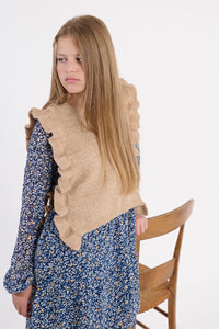 RUFFLE VEST- BEIGE