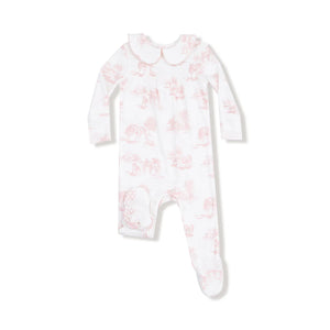 ZIPPER FOOTIE - PINK TOILE