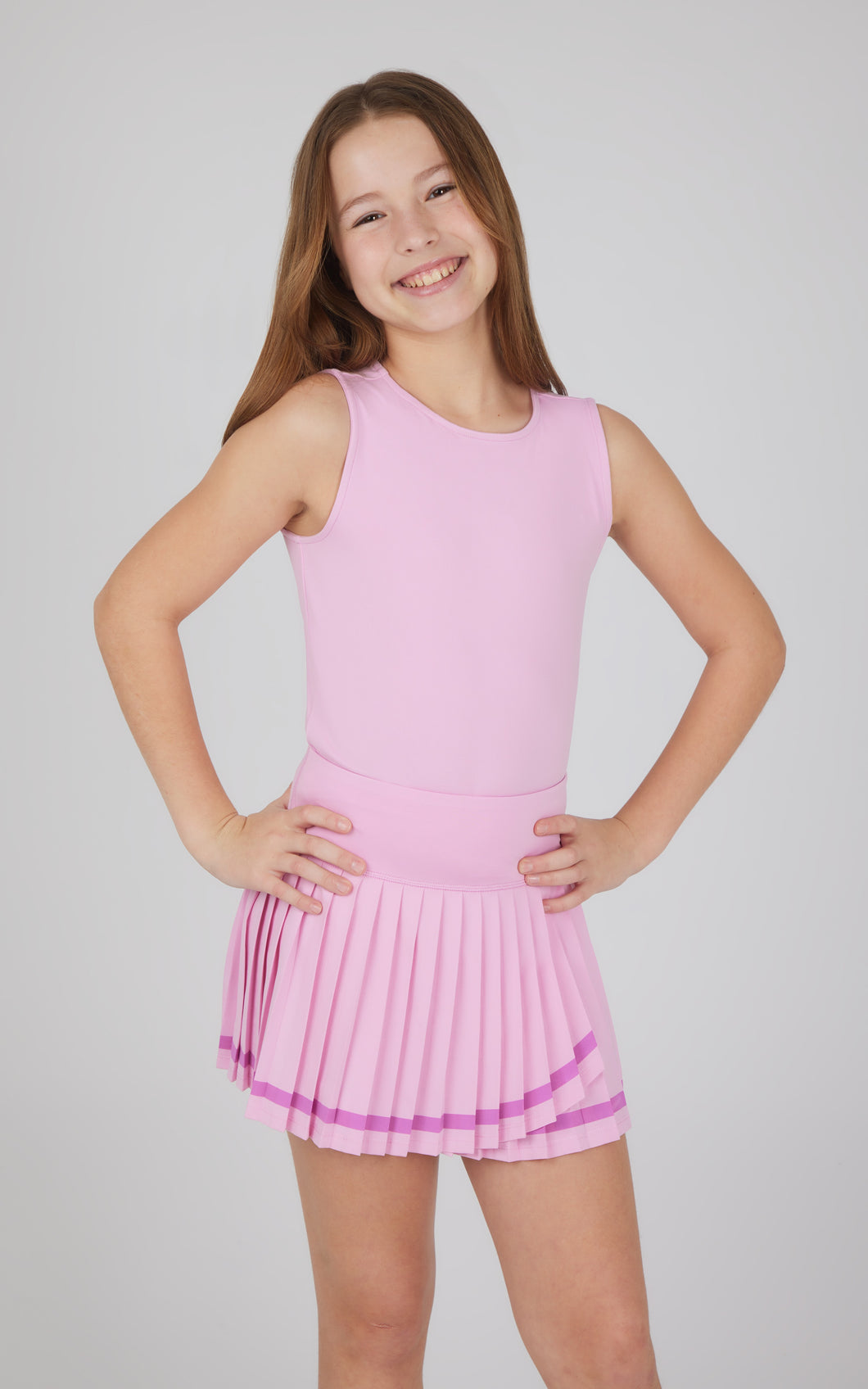 PLEATED SKORT SET- PINK