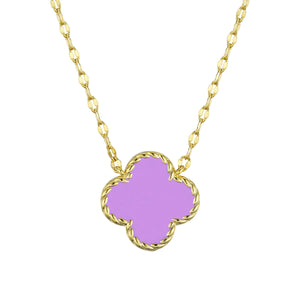 PURPLE FOUR LEAF CLOVER NECKLACE