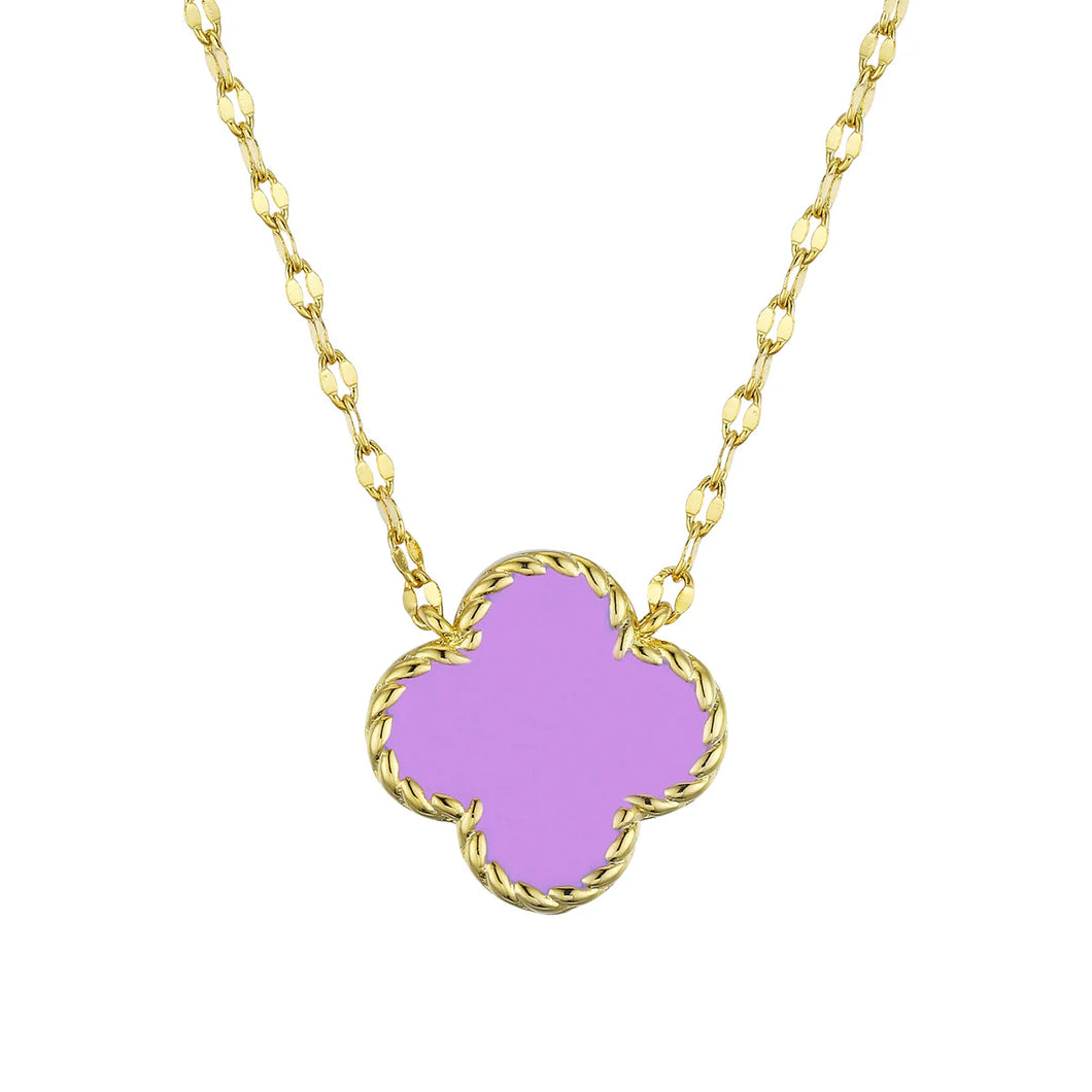 PURPLE FOUR LEAF CLOVER NECKLACE