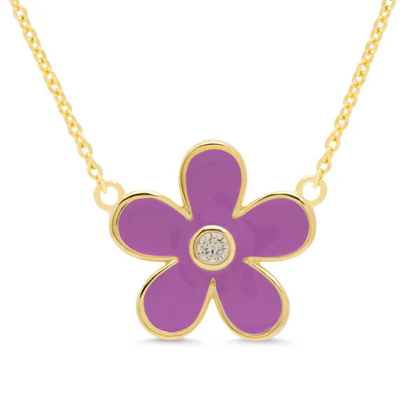 PURPLE CZ FLOWER PENDANT