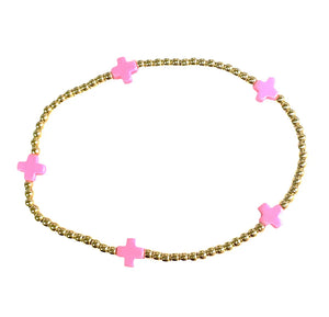 2MM CROSS BRACELET- PINK