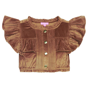 ANNIE TOP- BROWN FAUX SUEDE