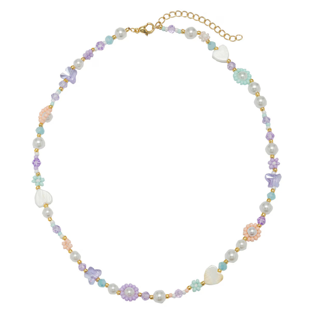 FLOWER, HEART, PEARL NECKLACE