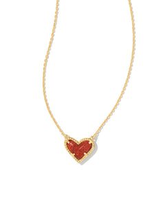 ARI HEART NECKLACE- ORANGE GOLDSTONE