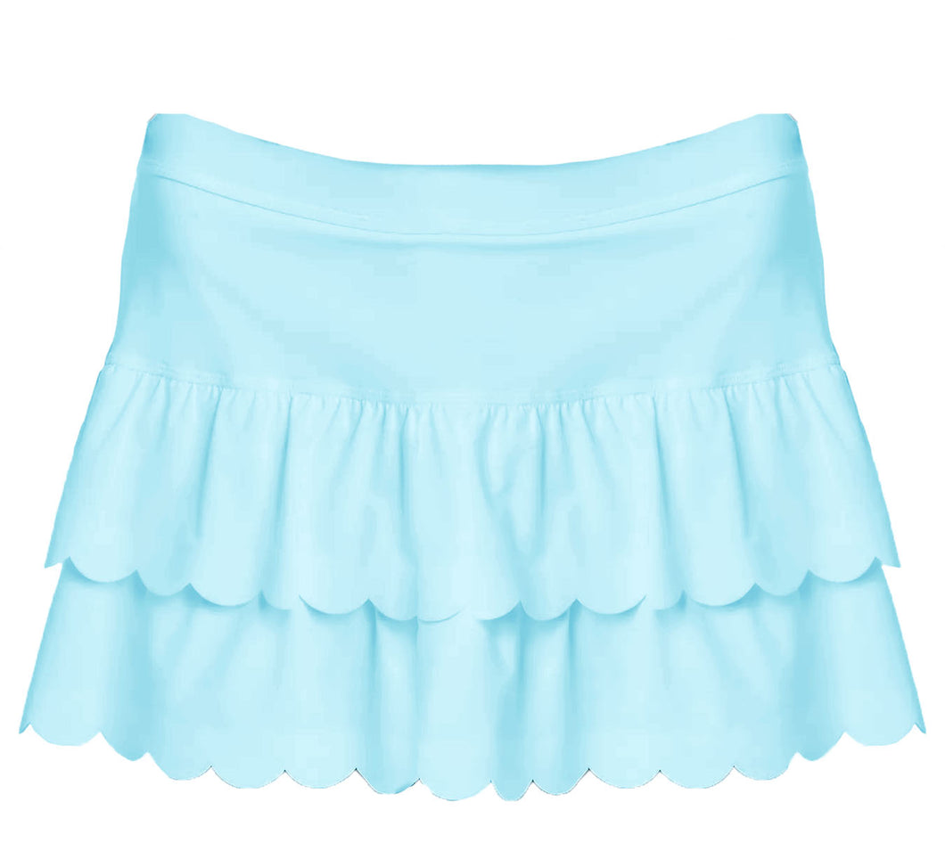 SCALLOPED SKORT- LT BLUE