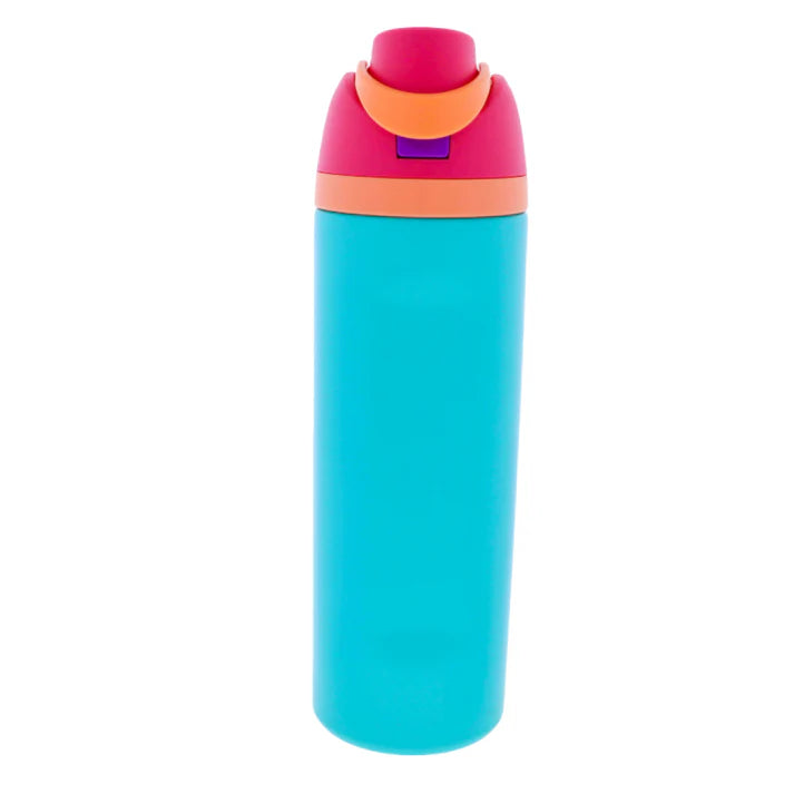 BLUE W PINK CAP WATER BOTTLE