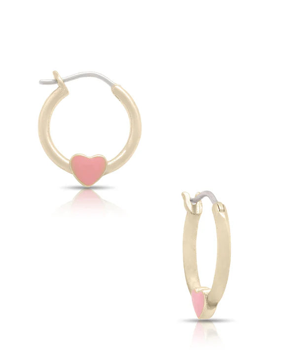 PINK HEART HOOP EARRINGS