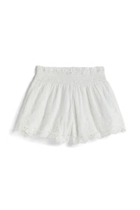 SMOCKING EYELET SHORT- WHITE