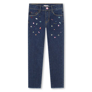 BEDAZZLED DENIM TROUSERS