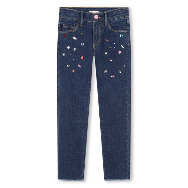 BEDAZZLED DENIM TROUSERS