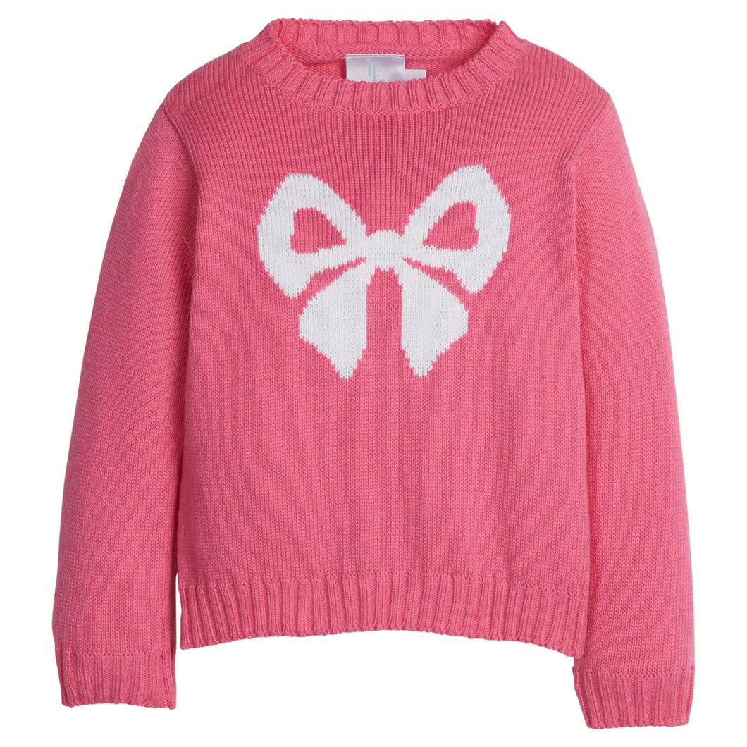 INTARSIA SWEATER- HOT PINK BOW